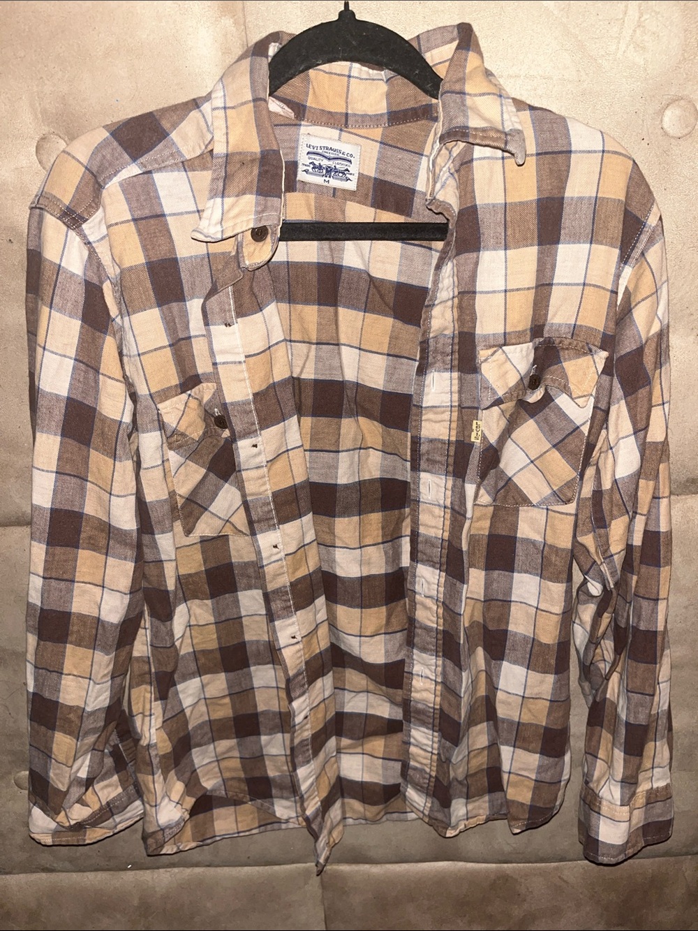 Levi's Brown Cream Plaid Flannel Button-Up Shirt